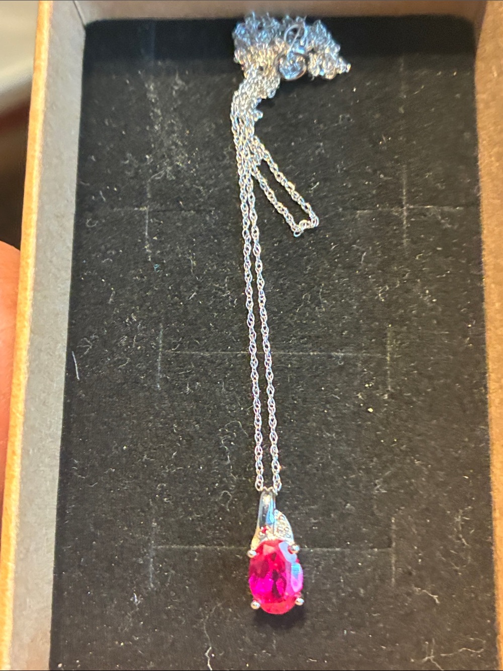 Elegant 10K White Gold Ruby Necklace and Pendant